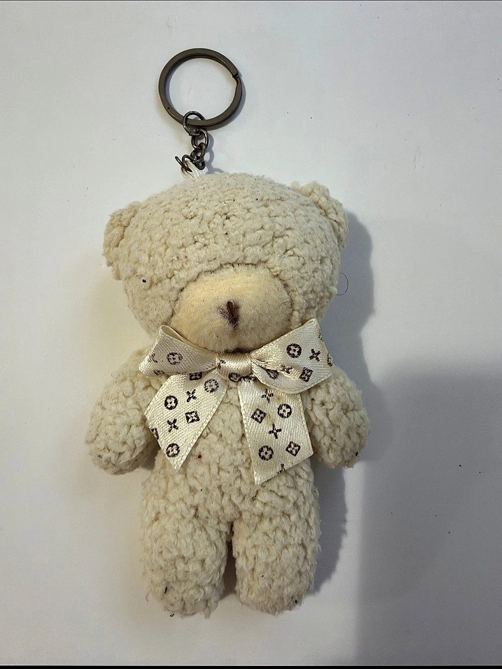 Cream Teddy Bear Keychain